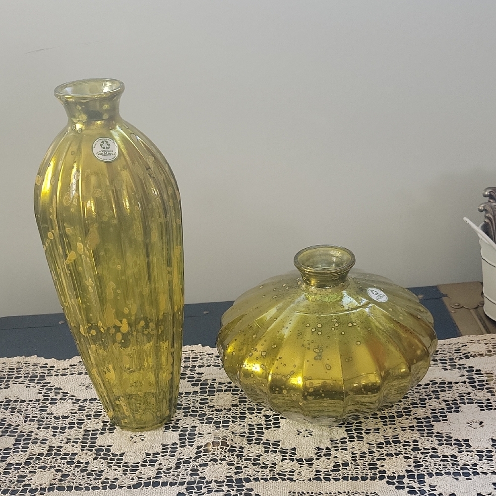 Elegant Yellow San Miguel Recycled Glass Vase Set
